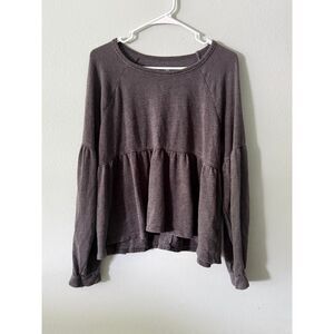 SO Juniors XS Top Long Sleeve Gray Blouse Peplum Babydoll NO FLAWS